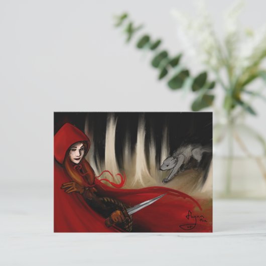 Red Riding Hood Postkarte (Stehend Vorderseite)