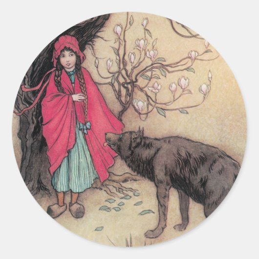 Red Riding Hood Runder Aufkleber (Vorderseite)