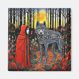 Red Riding Hood trifft Wolf Magnet