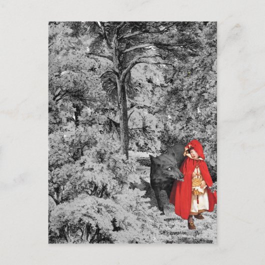 Red Riding Hood und Wolf Postkarte (Vorderseite)