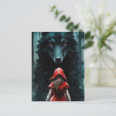 Red Riding Hood und Wolf Postkarte (Stehend Vorderseite)