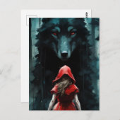 Red Riding Hood und Wolf Postkarte (Vorne/Hinten)
