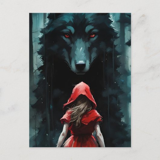Red Riding Hood und Wolf Postkarte (Vorderseite)