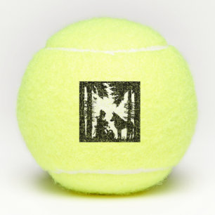 Red Riding Hood Under Trees in Grass mit Wolf Tennisbälle