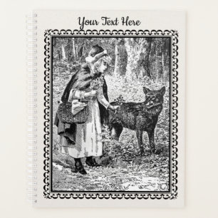 Red Riding Hood Vintag Schwarz-weiß Gerahmt Gezeic Planer