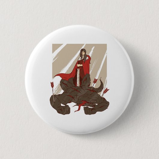Red Riding Hood Warrior Geschenk für Girl Fighter  Button (Vorderseite)
