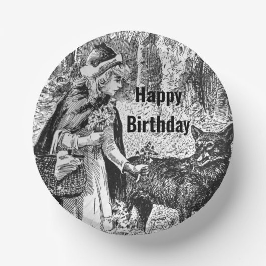 Red Riding Hood Wolf Forest Fairy Tale Birthday Pappteller (Vorderseite)