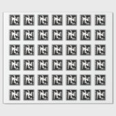 Red Riding Hood Wolf in Forest Black White Geschenkpapier (Flach)