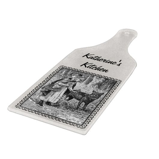 Red Riding Hood Wolf Schwarz-weiß Schneidebrett (Ecke)