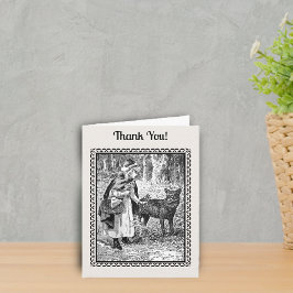 Red Riding Hood Wolf unter Bäumen Schwarz-weiß Dankeskarte