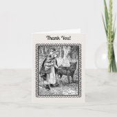 Red Riding Hood Wolf unter Bäumen Schwarz-weiß Dankeskarte (Vorderseite)