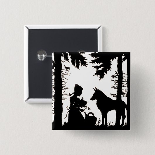 Red Riding Hood Wolf Woods Button (Vorne & Hinten)