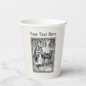 Red Riding Hood Wolf Zeichne Forest Black Frame Pappbecher (Rückseite)