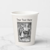 Red Riding Hood Wolf Zeichne Forest Black Frame Pappbecher (Vorderseite)