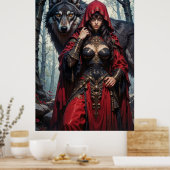 Red Riding Huntress with Wolves Poster (Küche)