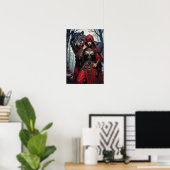 Red Riding Huntress with Wolves Poster (Heimbüro)