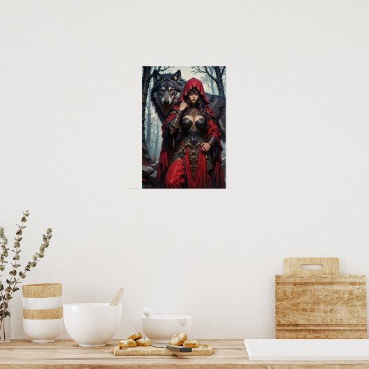 Red Riding Huntress with Wolves Poster (Küche)