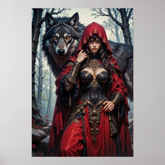 Red Riding Huntress with Wolves Poster (Vorne)