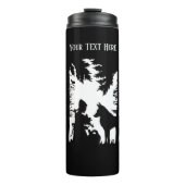 Red Riding in Woods Trees Wolf Black Silhouette Thermosbecher (Vorderseite)