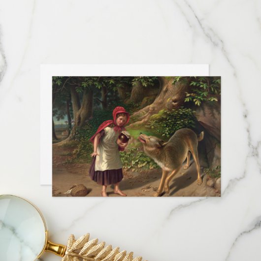 Red Ridinghood and the wolf von William Beard Dankeskarte (Vorderseite/Rückseite Beispiel)