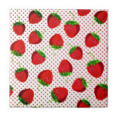 Red Ripe Strawberry and Dots Pattern Fliese (Vorderseite)