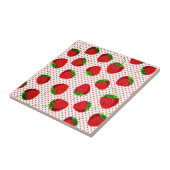 Red Ripe Strawberry and Dots Pattern Fliese (Seite)