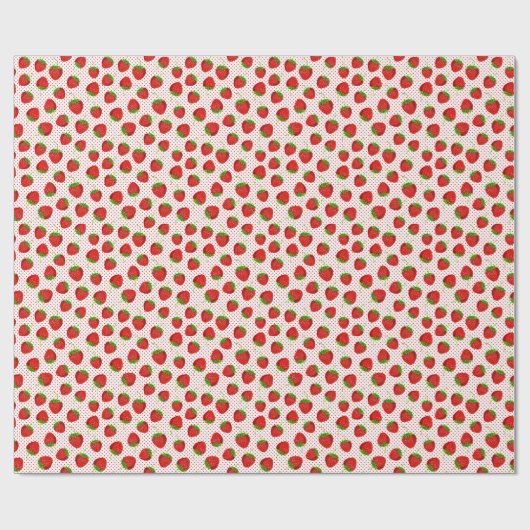 Red Ripe Strawberry and Dots Pattern Geschenkpapier (Flach)