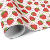 Red Ripe Strawberry and Dots Pattern Geschenkpapier (Rolleneckpunkt)