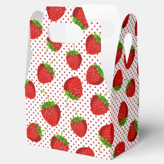 Red Ripe Strawberry and Dots Pattern Geschenkschachtel (Geöffnet)