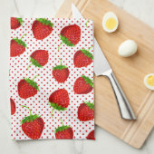Red Ripe Strawberry and Dots Pattern Geschirrtuch (Viertel Falte)