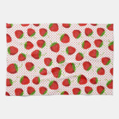 Red Ripe Strawberry and Dots Pattern Geschirrtuch (Horizontal)