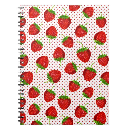 Red Ripe Strawberry and Dots Pattern Notizblock (Vorderseite)