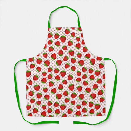 Red Ripe Strawberry and Dots Pattern Schürze (Vorderseite)