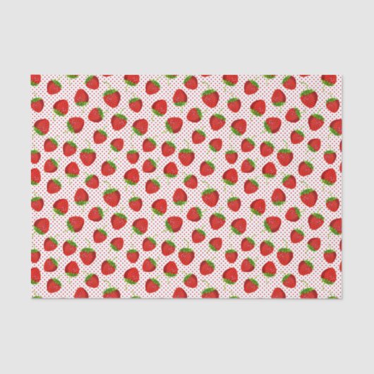Red Ripe Strawberry and Dots Pattern Seidenpapier (Vorderseite)