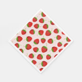 Red Ripe Strawberry and Dots Pattern Serviette (Ecke)