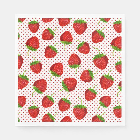 Red Ripe Strawberry and Dots Pattern Serviette (Vorderseite)