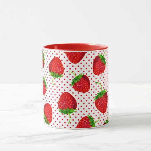 Red Ripe Strawberry and Dots Pattern Tasse (Zentrum)