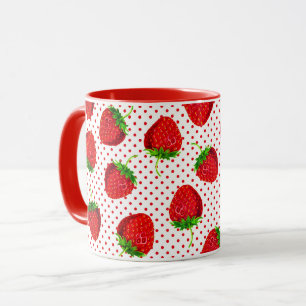 Red Ripe Strawberry and Dots Pattern Tasse