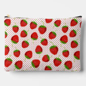Red Ripe Strawberry and Dots Pattern Zubehörtasche (Vorderseite)