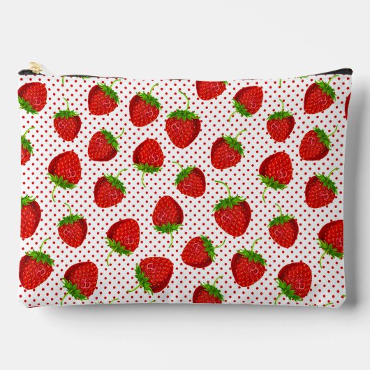 Red Ripe Strawberry and Dots Pattern Zubehörtasche (Vorderseite)