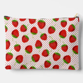 Red Ripe Strawberry and Dots Pattern Zubehörtasche (Rückseite)