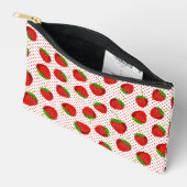 Red Ripe Strawberry and Dots Pattern Zubehörtasche (Offen)