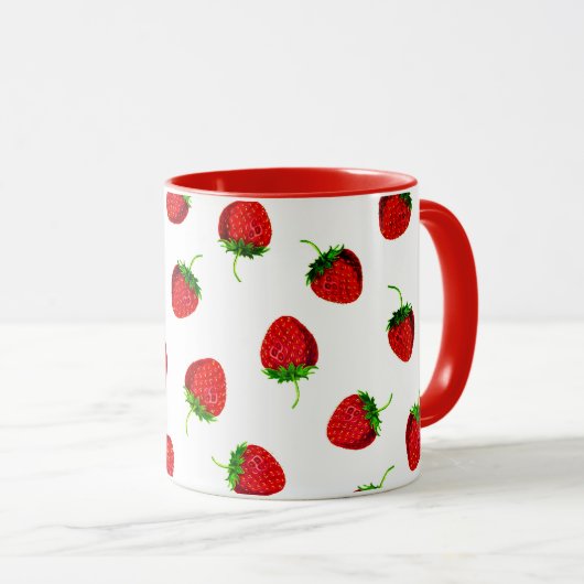 Red Ripe Strawberry Pattern Tasse (VorderseiteRechts)