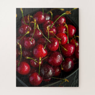 Red Ripe Sweet Cherries Berries Food Frucht Puzzle