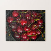 Red Ripe Sweet Cherries Berries Food Frucht Puzzle (Horizontal)