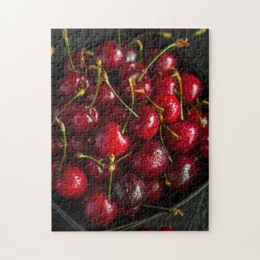 Red Ripe Sweet Cherries Berries Food Frucht Puzzle (Vertikal)