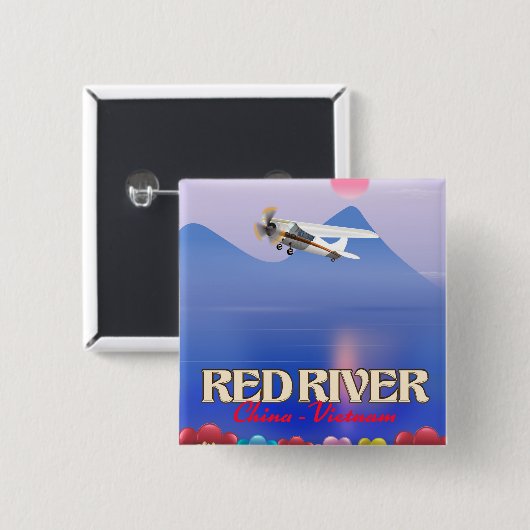 Red River Cambodia Vacation Poster Button (Vorne & Hinten)