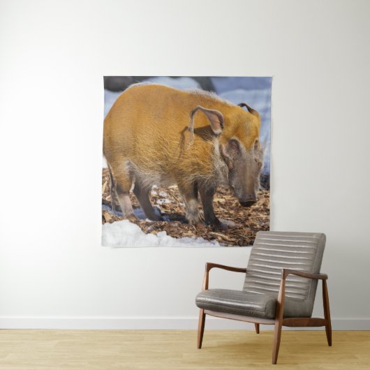 Red River Hog im Schnee Wandteppich (Beispiel)