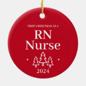 Red RN Nurse First Christmas Keramik Ornament (Hinten)