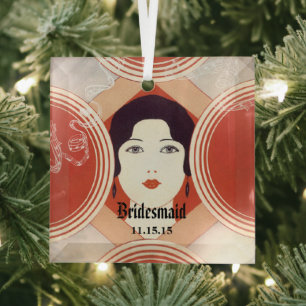 Red Roaring 20er Deko Gatsby Style Girl Bridesmaid Ornament Aus Glas